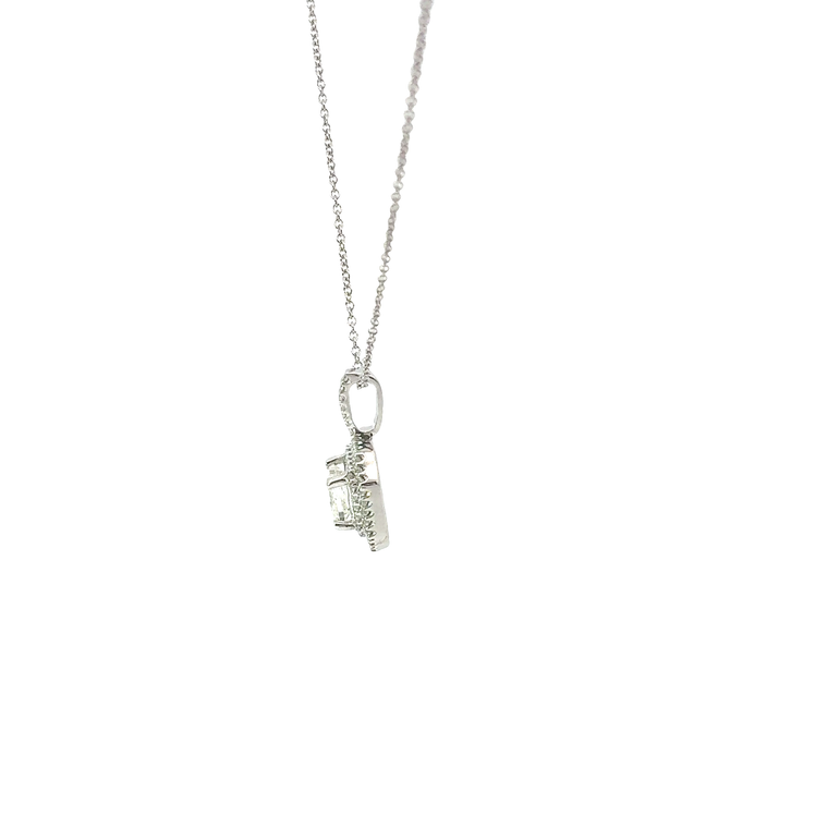 White Gold Double Halo Diamond Pendant Necklace