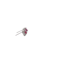 Square Ruby Halo Stud Earrings in White Gold