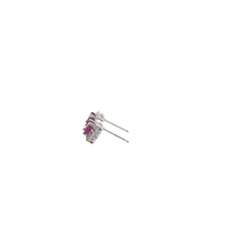 Square Ruby Halo Stud Earrings in White Gold