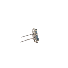 Blue Sapphire Cluster Earrings in White Gold