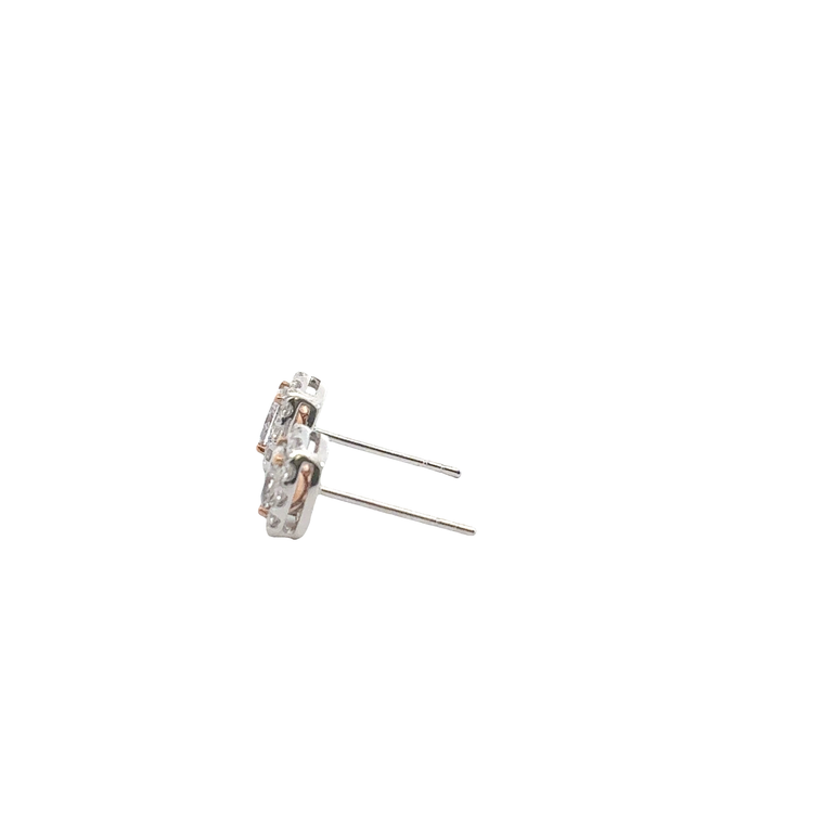 Cushion Halo Diamond Stud Earrings in White Gold