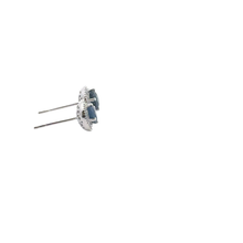 Deep Blue Sapphire Halo Stud Earrings in White Gold