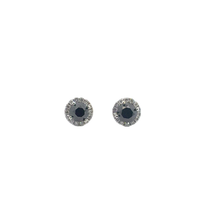 White Gold Fancy Black Diamond Halo Stud Earrings