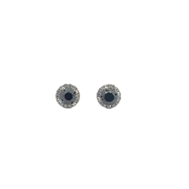 White Gold Fancy Black Diamond Halo Stud Earrings