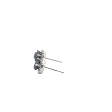 White Gold Fancy Black Diamond Halo Stud Earrings