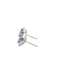 Round Tanzanite Halo Stud Earrings in White Gold