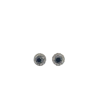 White Gold Fancy Black Diamond Halo Stud Earrings