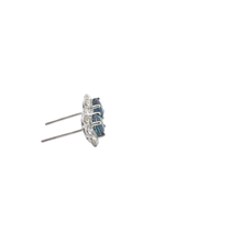 Deep Blue Sapphire and White Gold Cluster Earrings