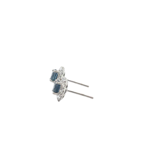 Deep Blue Sapphire and White Gold Cluster Earrings