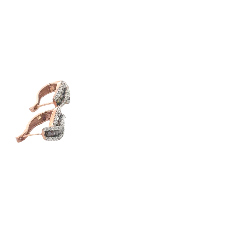 Fancy Brown Diamond Wavy Hoop Earrings in Rose Gold