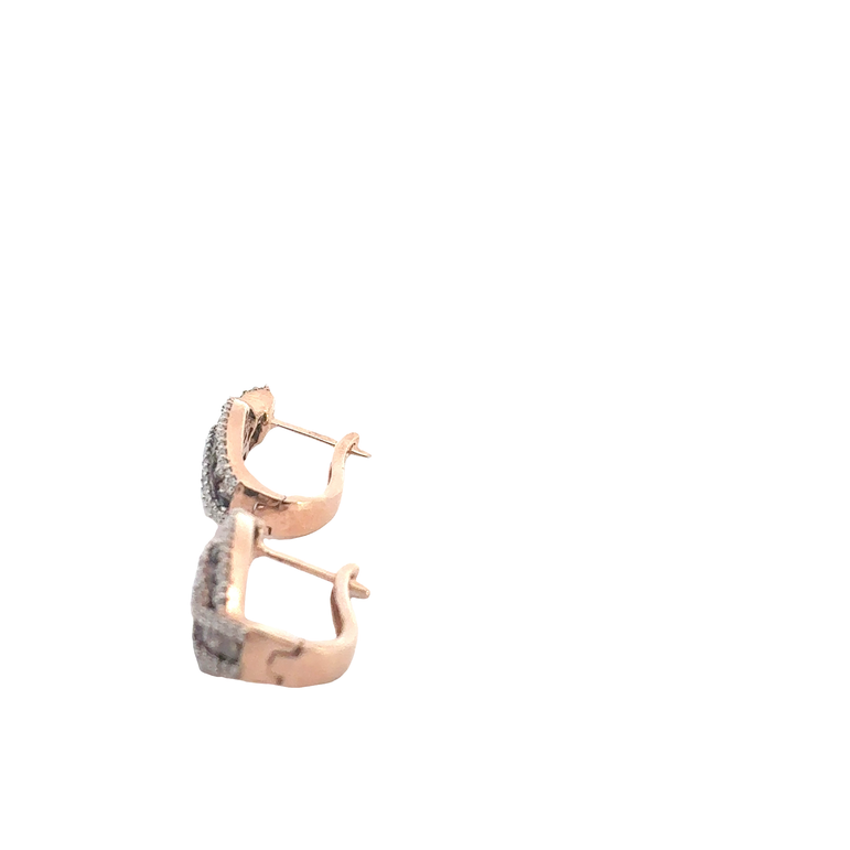 Fancy Brown Diamond Wavy Hoop Earrings in Rose Gold