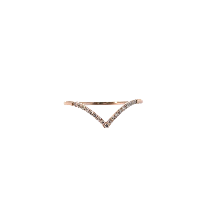 Rose Gold Diamond Chevron Stackable Ring