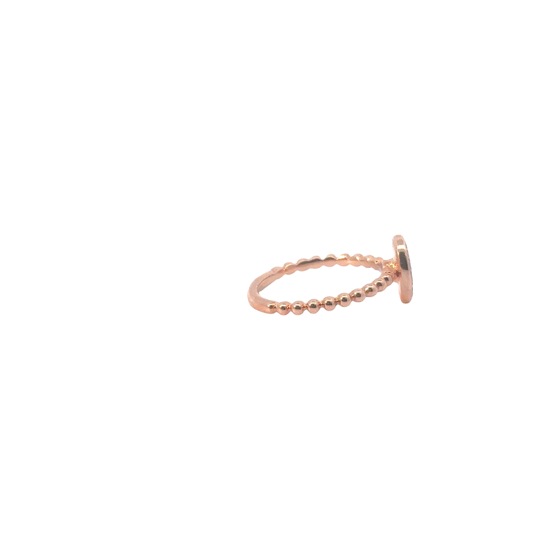 Rose Gold Diamond Oval Cluster Ring with Beaded Band