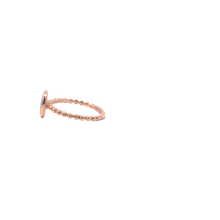 Rose Gold Diamond Oval Cluster Ring with Beaded Band