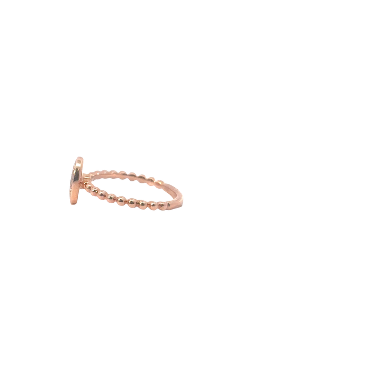 Rose Gold Diamond Oval Cluster Ring with Beaded Band