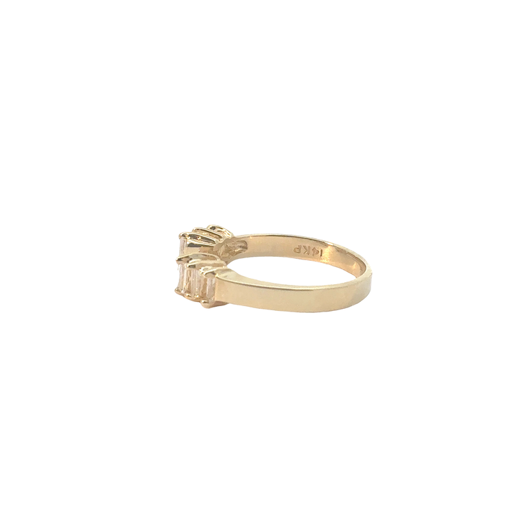 Yellow Gold Open Ring with Baguette Diamonds