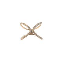 Diamond Pave Criss-Cross Ring in Yellow Gold
