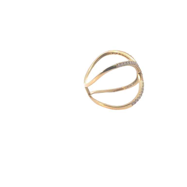 Diamond Pave Criss-Cross Ring in Yellow Gold