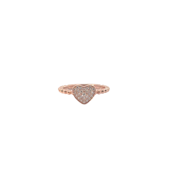 Diamond Pave Heart Cocktail Ring in Rose Gold