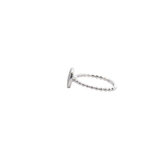 Beaded Band Oval Diamond Pave Cocktail Ring in White Gold