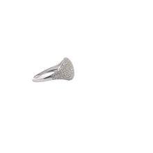 Domed Pave Signet Ring in White Gold