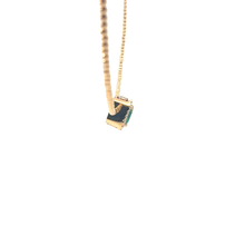 Emerald Halo Pendant on Yellow Gold Beaded Necklace