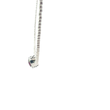 Silver Beaded Necklace with Purplish-Red Ruby Halo Pendant