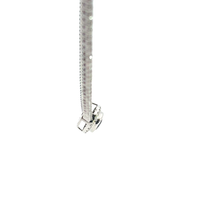 Blue Sapphire and Diamond Halo Necklace in White Gold
