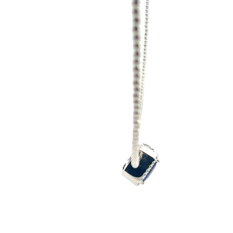 Tanzanite Halo Beaded Necklace in White Gold