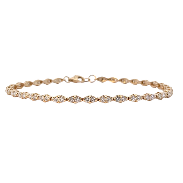 Yellow Gold Diamond Geometric Link Tennis Bracelet