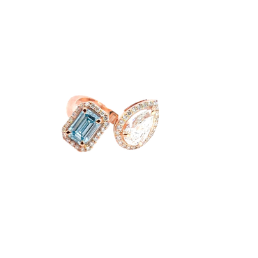 Aquamarine and Diamond Toi et Moi Ring in Rose Gold