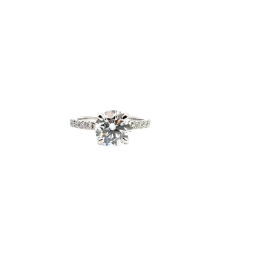 Round Diamond Ring with Accented White Gold Band