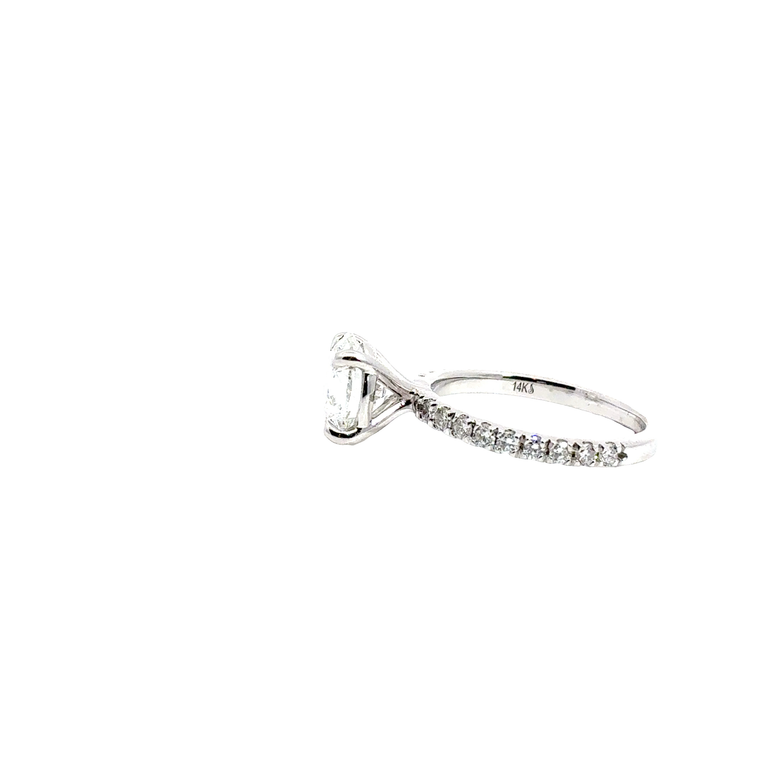 Round Diamond Ring with Accented White Gold Band