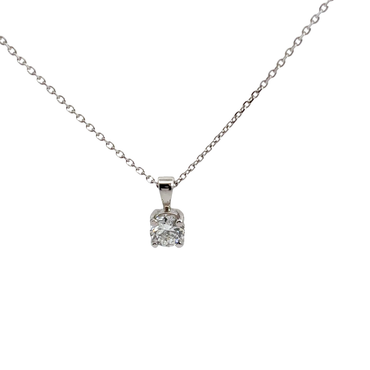 White Gold Round Diamond Solitaire Pendant Necklace
