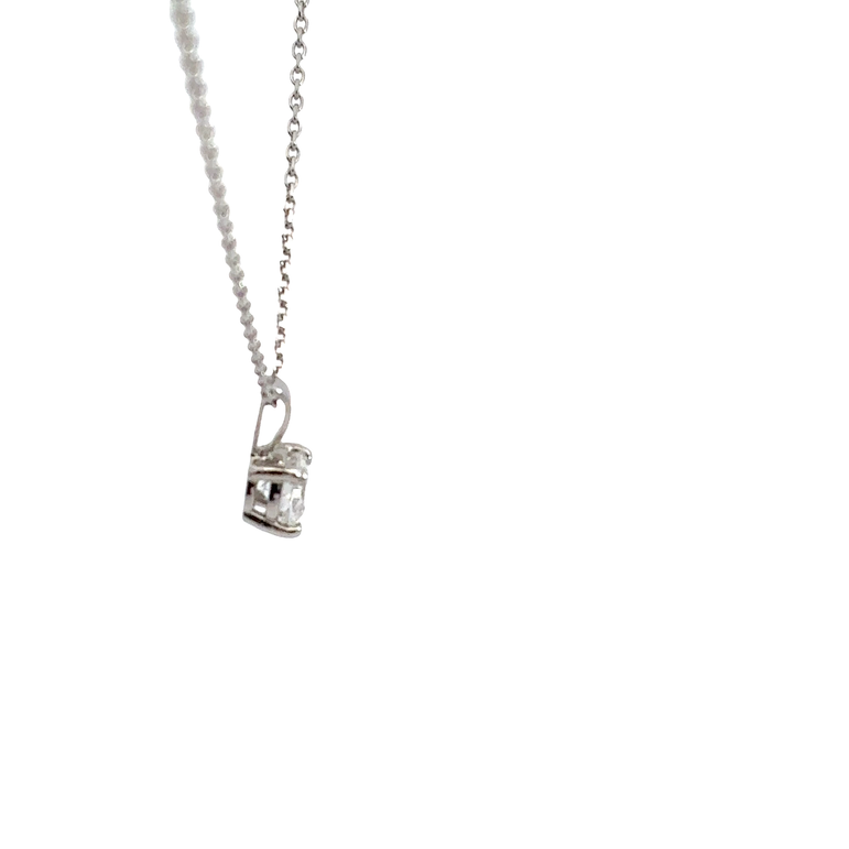 White Gold Round Diamond Solitaire Pendant Necklace