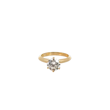 Yellow Gold Six-Prong Round Diamond Solitaire Ring