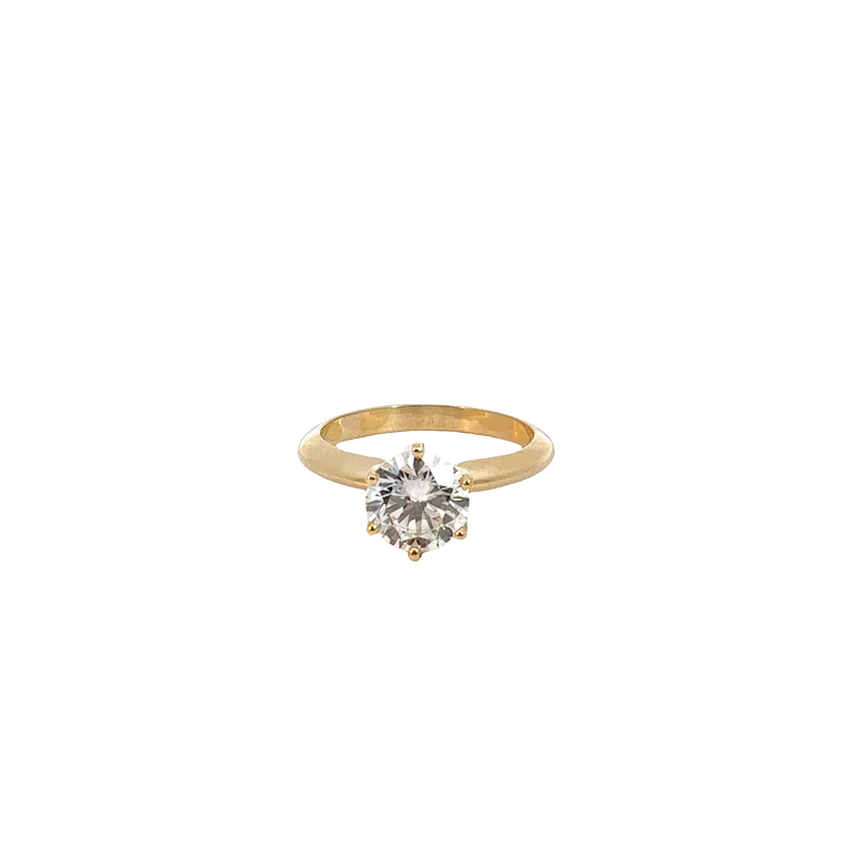 Yellow Gold Six-Prong Round Diamond Solitaire Ring