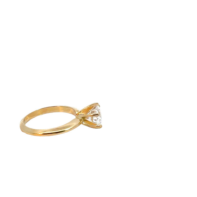 Yellow Gold Six-Prong Round Diamond Solitaire Ring