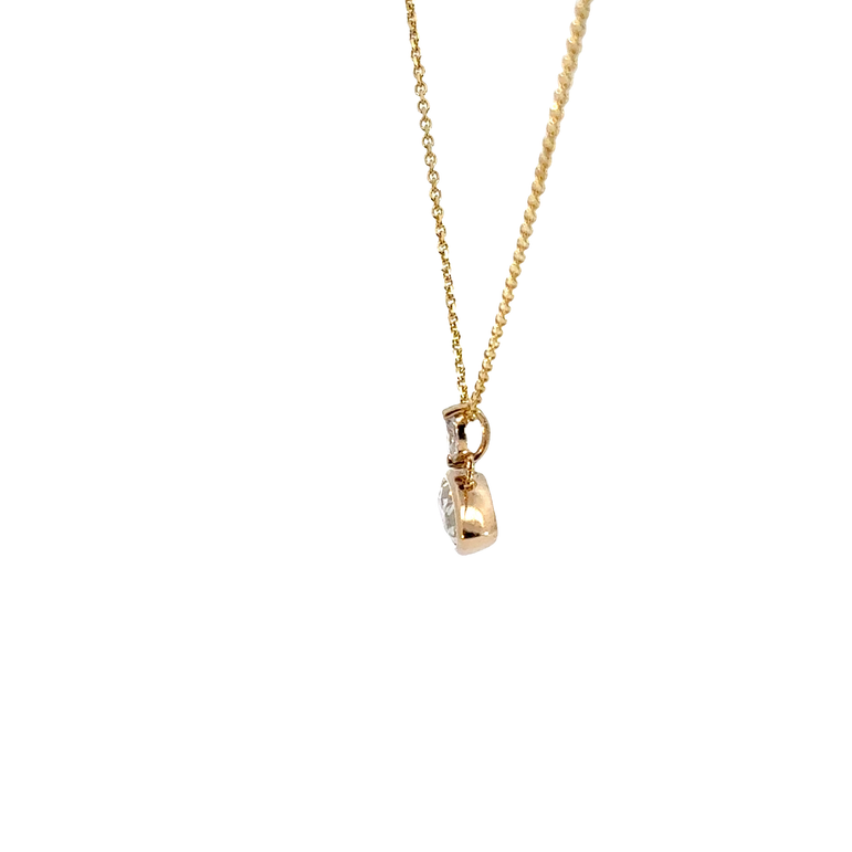 Marquise Diamond Bezel Pendant Necklace in Yellow Gold