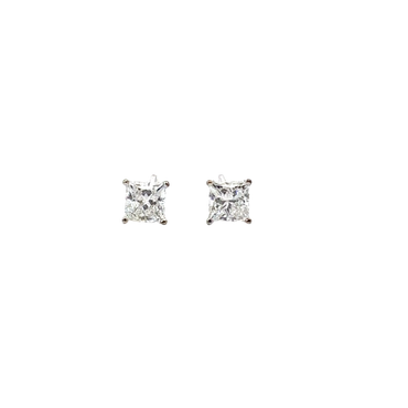White Gold Princess Cut Diamond Stud Earrings