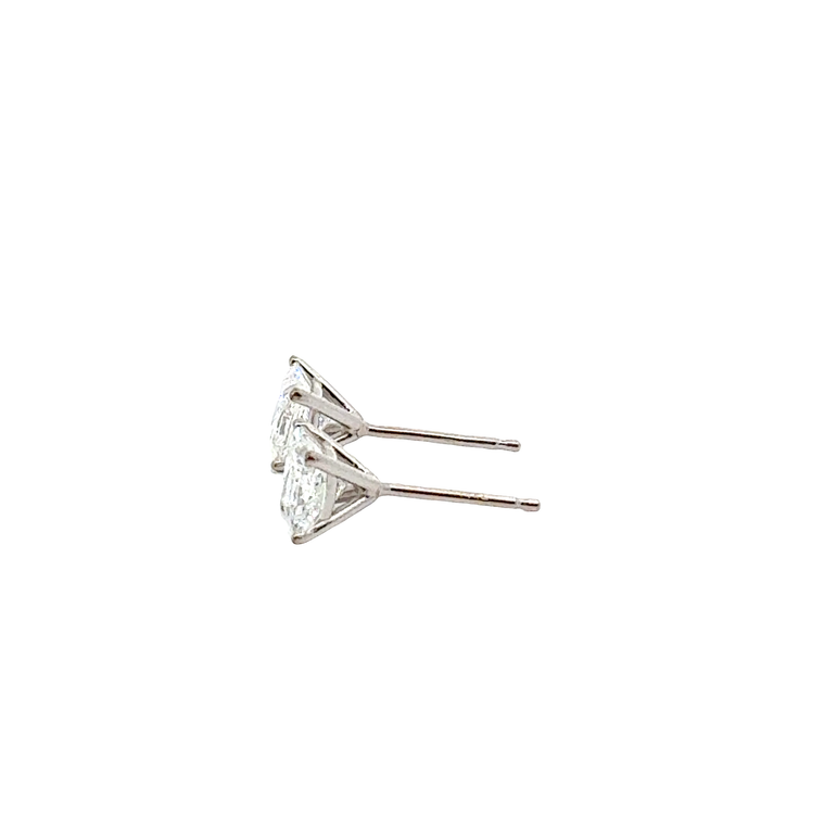 White Gold Princess Cut Diamond Stud Earrings