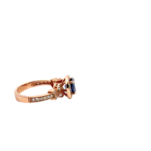 Royal Blue Sapphire Halo Cocktail Ring in Rose Gold