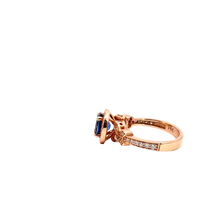 Royal Blue Sapphire Halo Cocktail Ring in Rose Gold