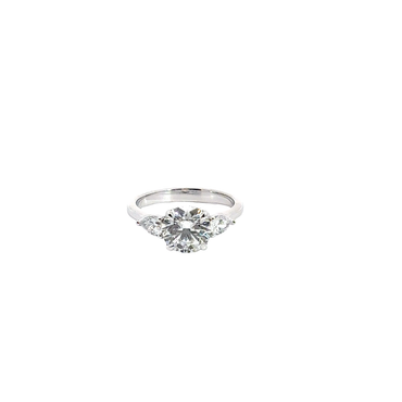 Round Three-Stone Diamond Ring in White Gold