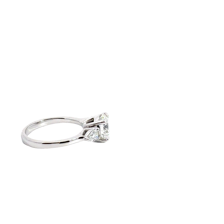 Round Three-Stone Diamond Ring in White Gold