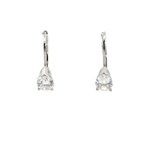 Round Diamond Lever-Back Drop Earrings in White Gold