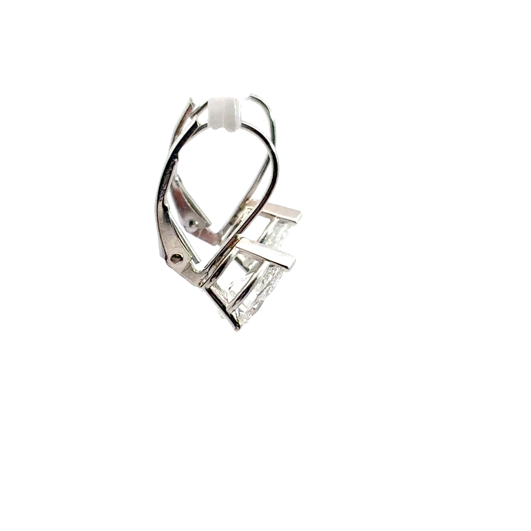 Round Diamond Lever-Back Drop Earrings in White Gold