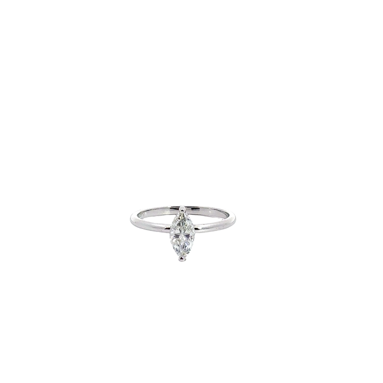 Marquise Cut Diamond Solitaire Ring in White Gold
