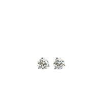 3-Prong Round Diamond Stud Earrings in White Gold