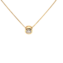 Bezel-Set Round Diamond Solitaire Necklace in Yellow Gold